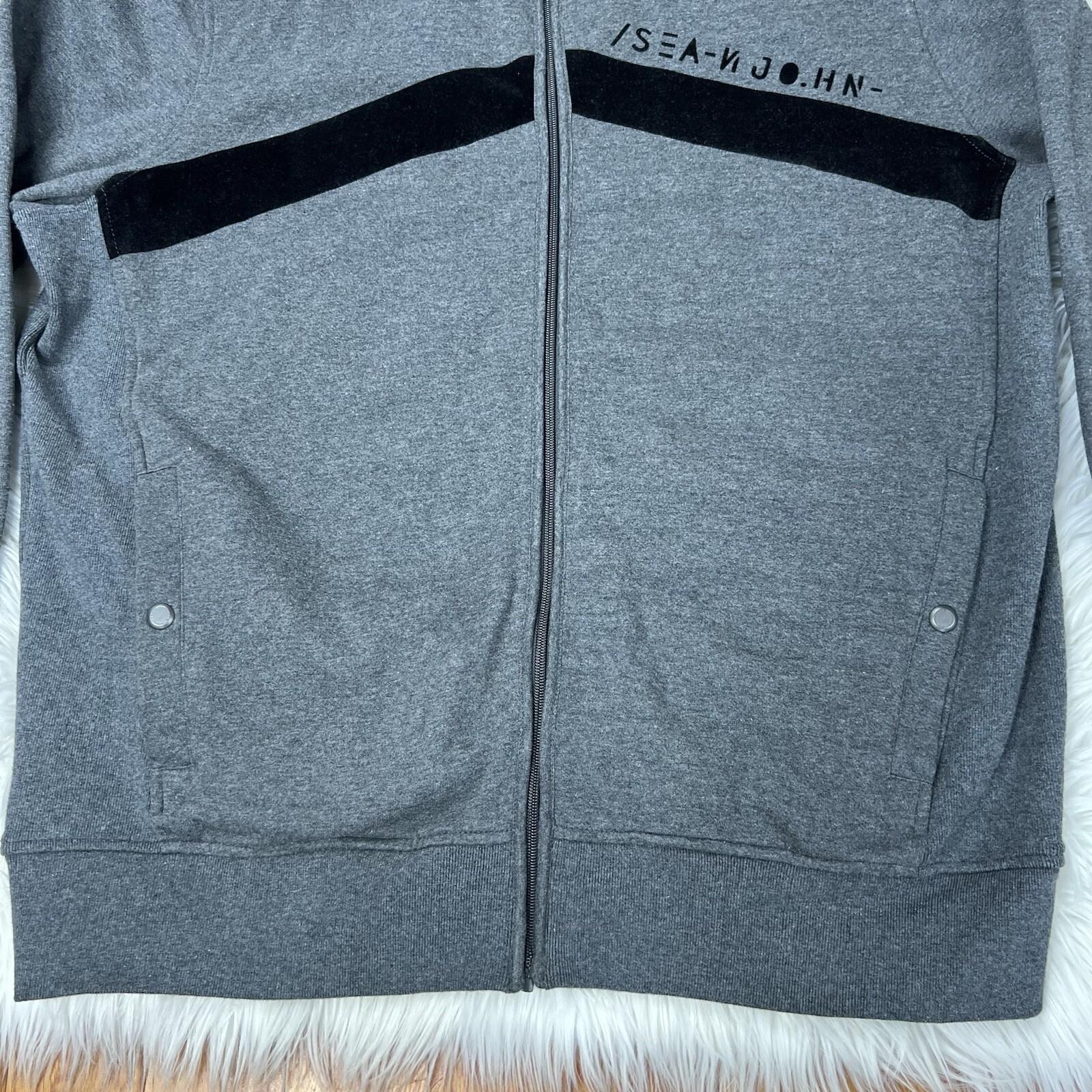 Sean John Track Sweat Pant L Suit XL Warm Gray Zip Up Hooded Hip Hop 2PC