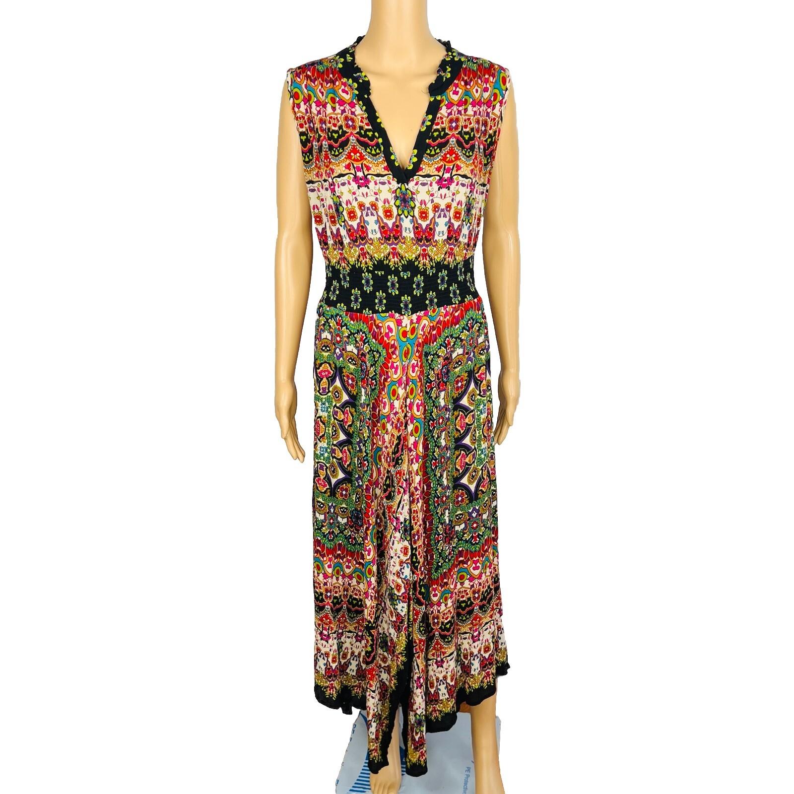 Bila Dress Size XL Sleeveless Maxi Scarf Smocked Bohemian Gypsy Boho Artsy