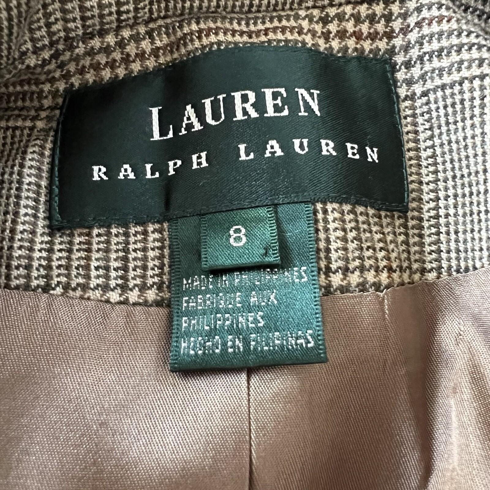Lauren Ralph Lauren Wool Blazer Suit Size 8 Multicolor Striped Lined pockets