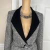 White House Black Market Tweed Blazer Size 6 Gray Black Metallic Belted New