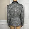 White House Black Market Tweed Blazer Size 6 Gray Black Metallic Belted New