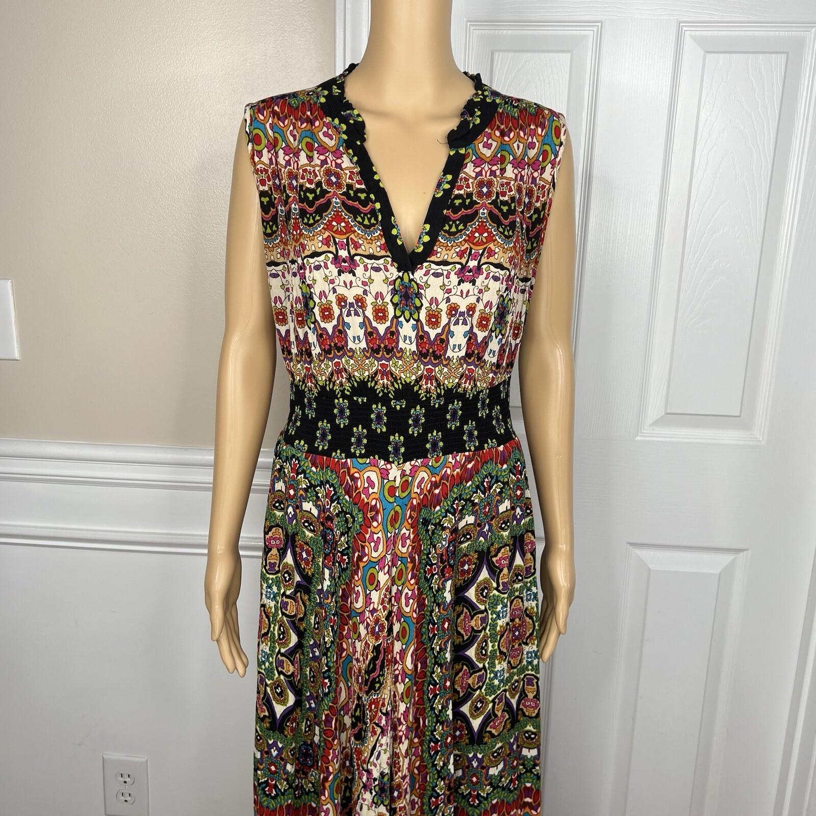 Bila Dress Size XL Sleeveless Maxi Scarf Smocked Bohemian Gypsy Boho Artsy