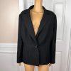 EVAN PICONE Black Striped Polyester Stretch Lined Career Blazer Size 18W