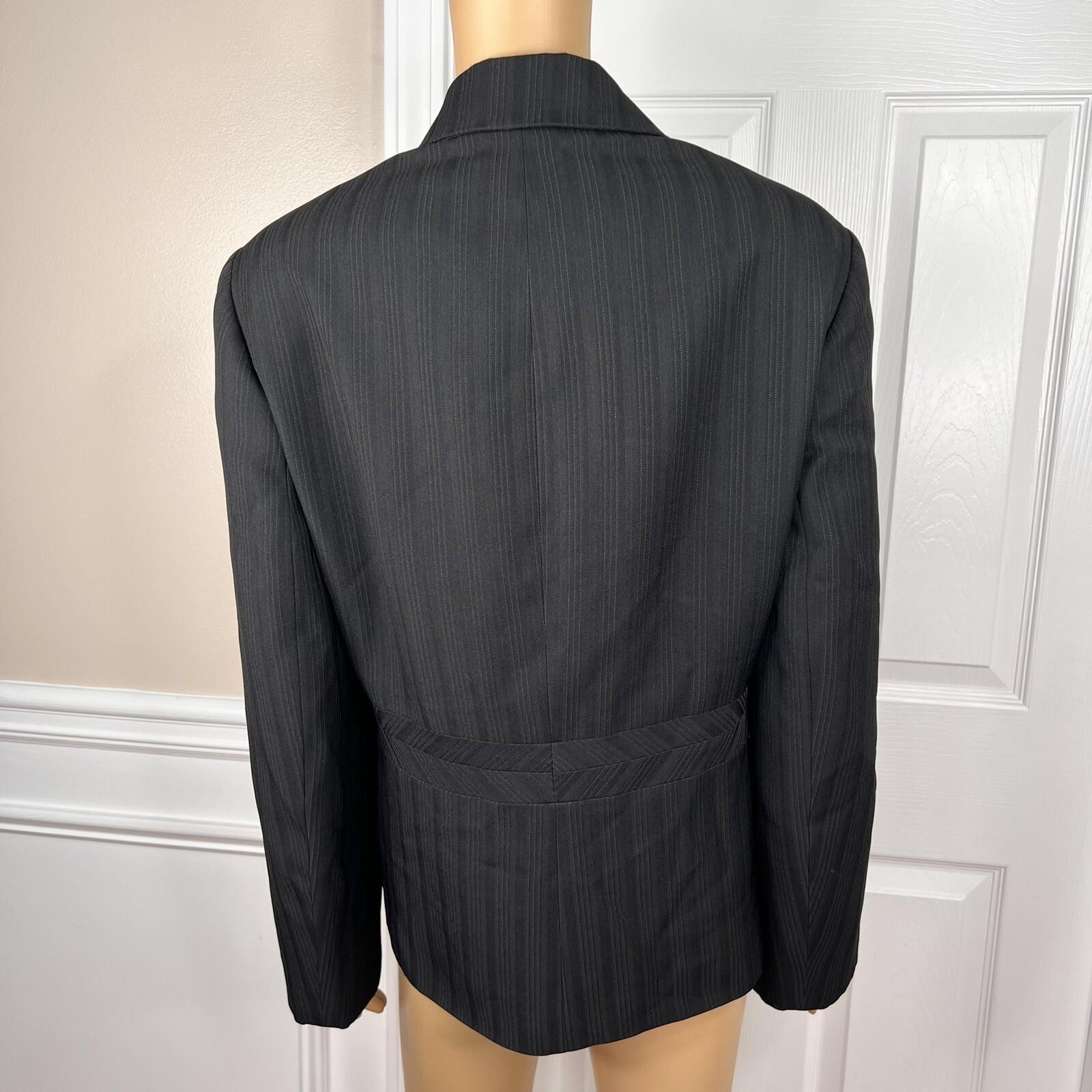 EVAN PICONE Black Striped Polyester Stretch Lined Career Blazer Size 18W