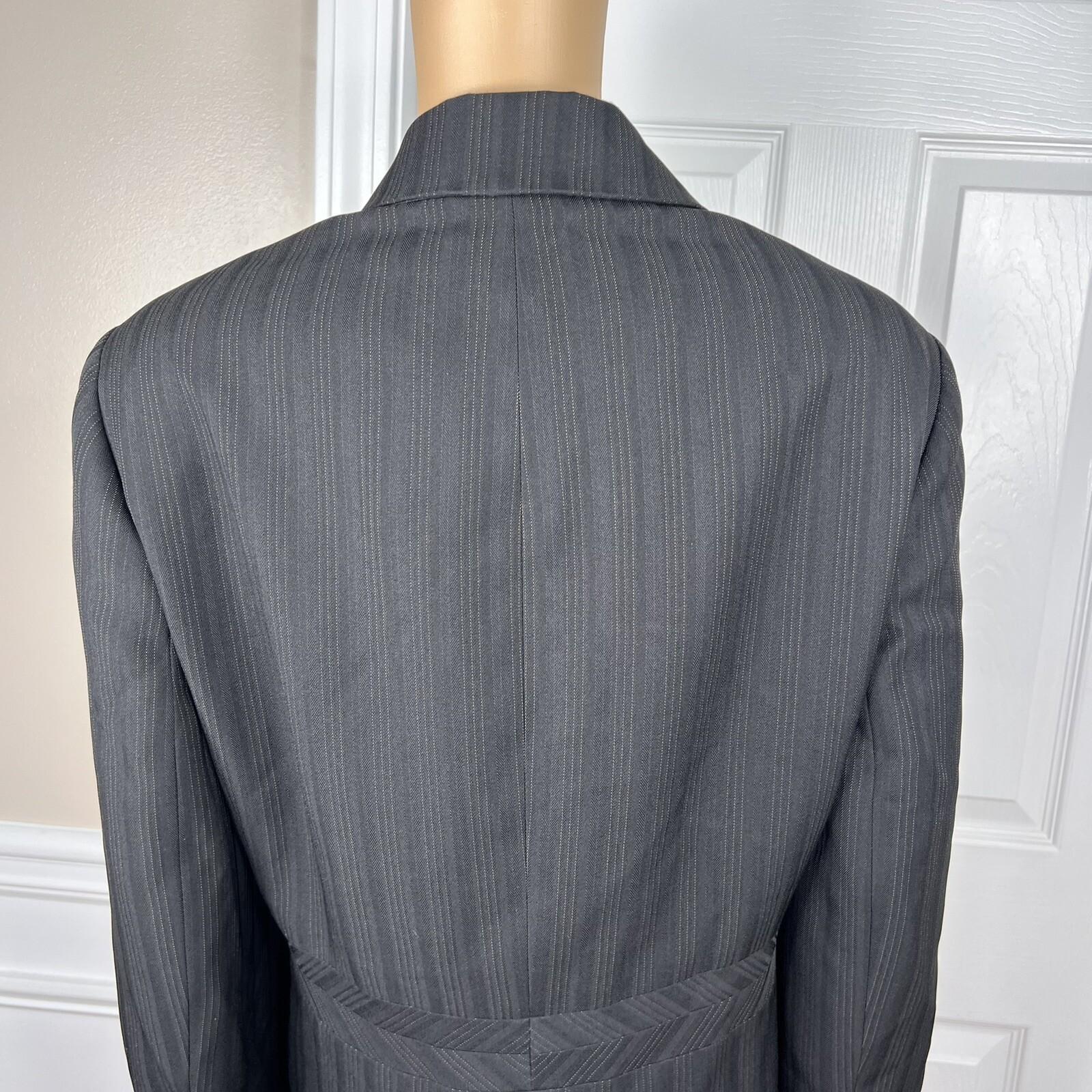 EVAN PICONE Black Striped Polyester Stretch Lined Career Blazer Size 18W