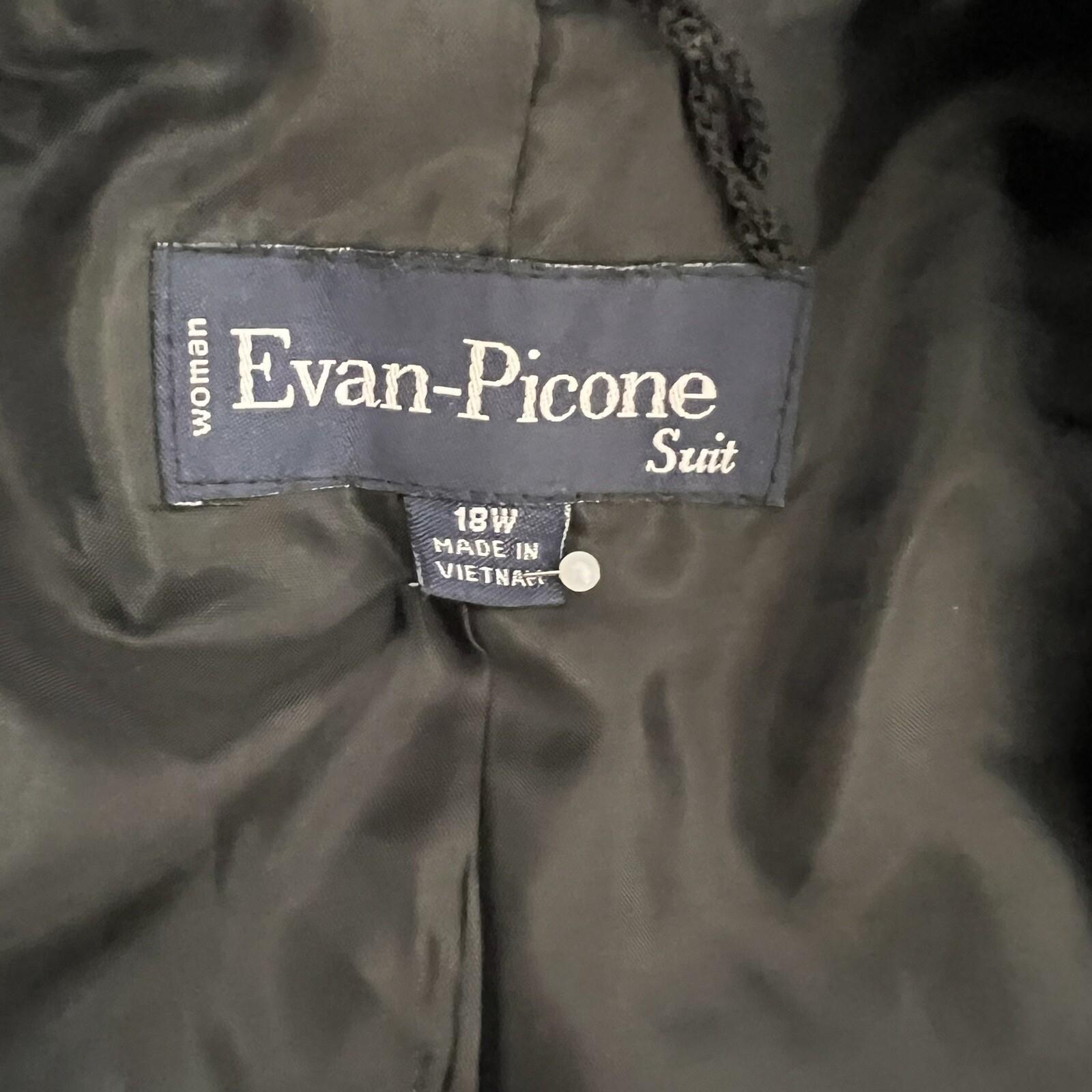 EVAN PICONE Black Striped Polyester Stretch Lined Career Blazer Size 18W