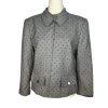 Escada Women New Wool Blazer Size 38 Gray Black Polka Dot One Button 3/4 Sleeve