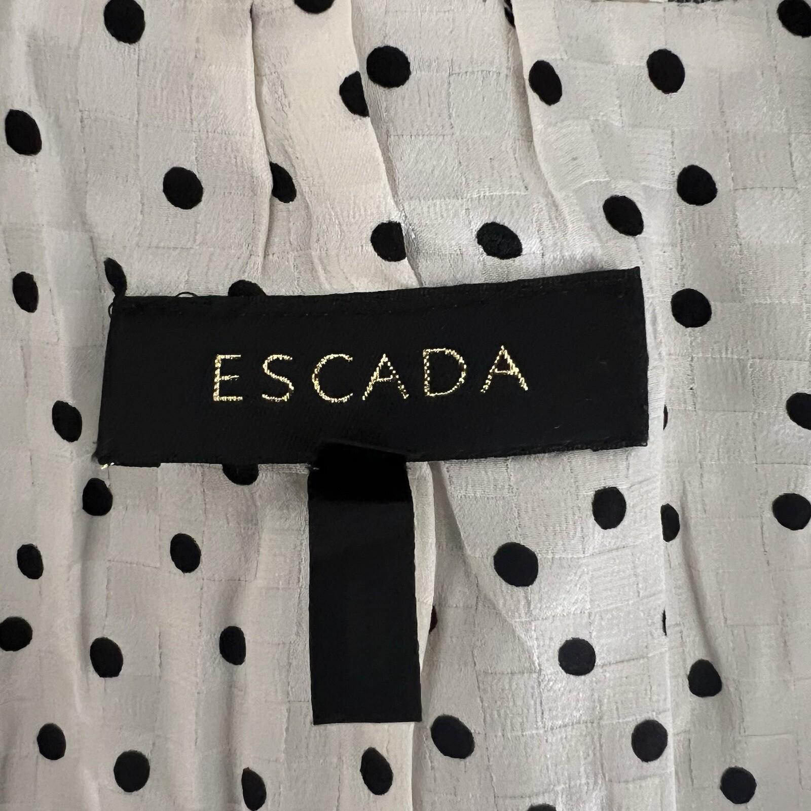 Escada Women New Wool Blazer Size 38 Gray Black Polka Dot One Button 3/4 Sleeve