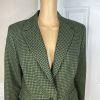 LARRY LEVINE Polyester Skirt Suit Size 12 Green Black Lined Houndstooth 2PC