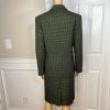 LARRY LEVINE Polyester Skirt Suit Size 12 Green Black Lined Houndstooth 2PC