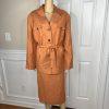 Levine Classics Rayon Linen Skirt Suit 22 W Pumpkin Belted pockets Lined 2PC