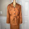 Levine Classics Rayon Linen Skirt Suit 22 W Pumpkin Belted pockets Lined 2PC