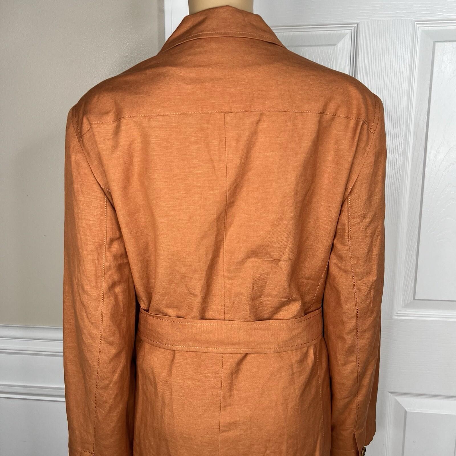 Levine Classics Rayon Linen Skirt Suit 22 W Pumpkin Belted pockets Lined 2PC