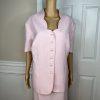 Le Suit Women Polyester Skirt Suit 22W Pink Stand Up Collar Short Sleeves 2PC