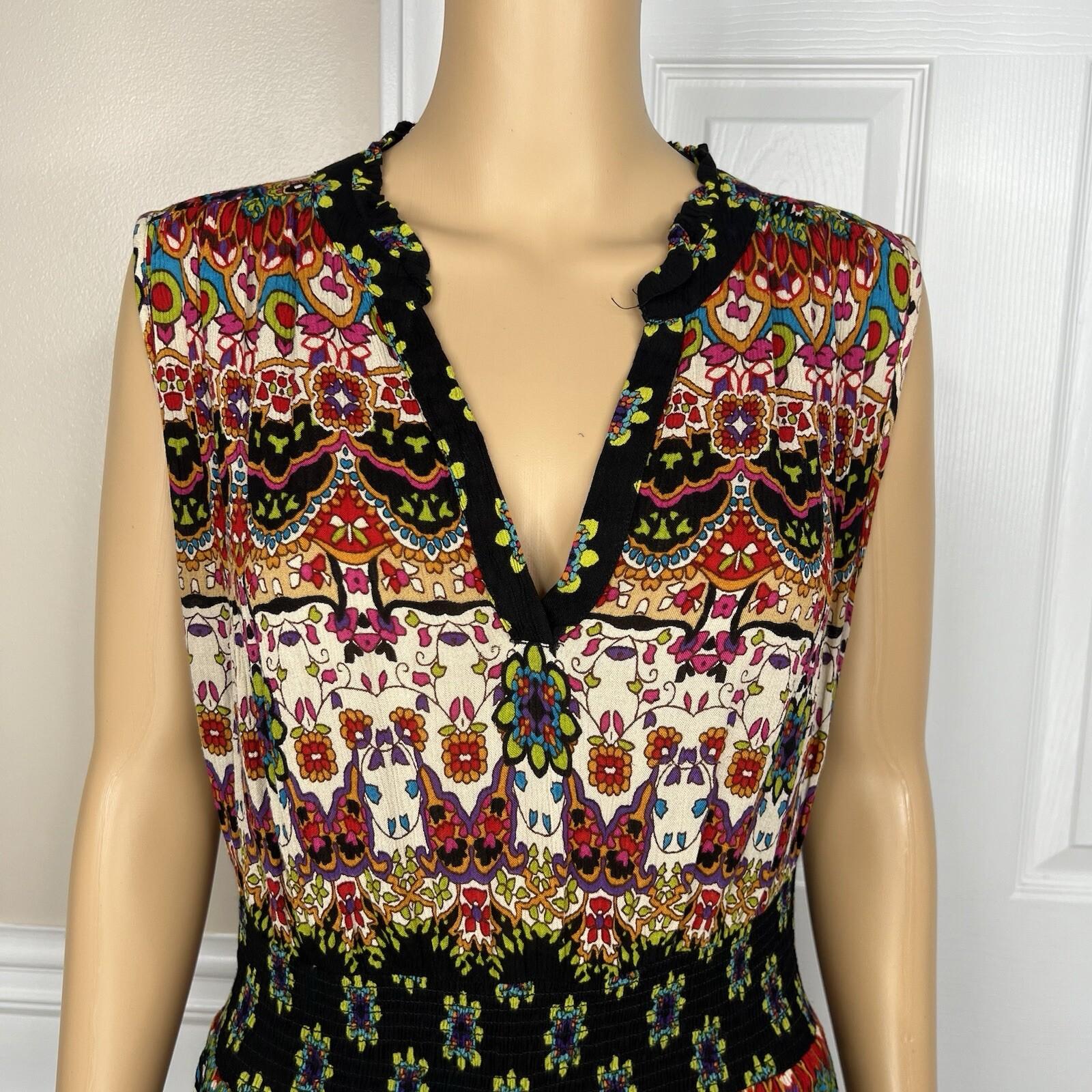Bila Dress Size XL Sleeveless Maxi Scarf Smocked Bohemian Gypsy Boho Artsy