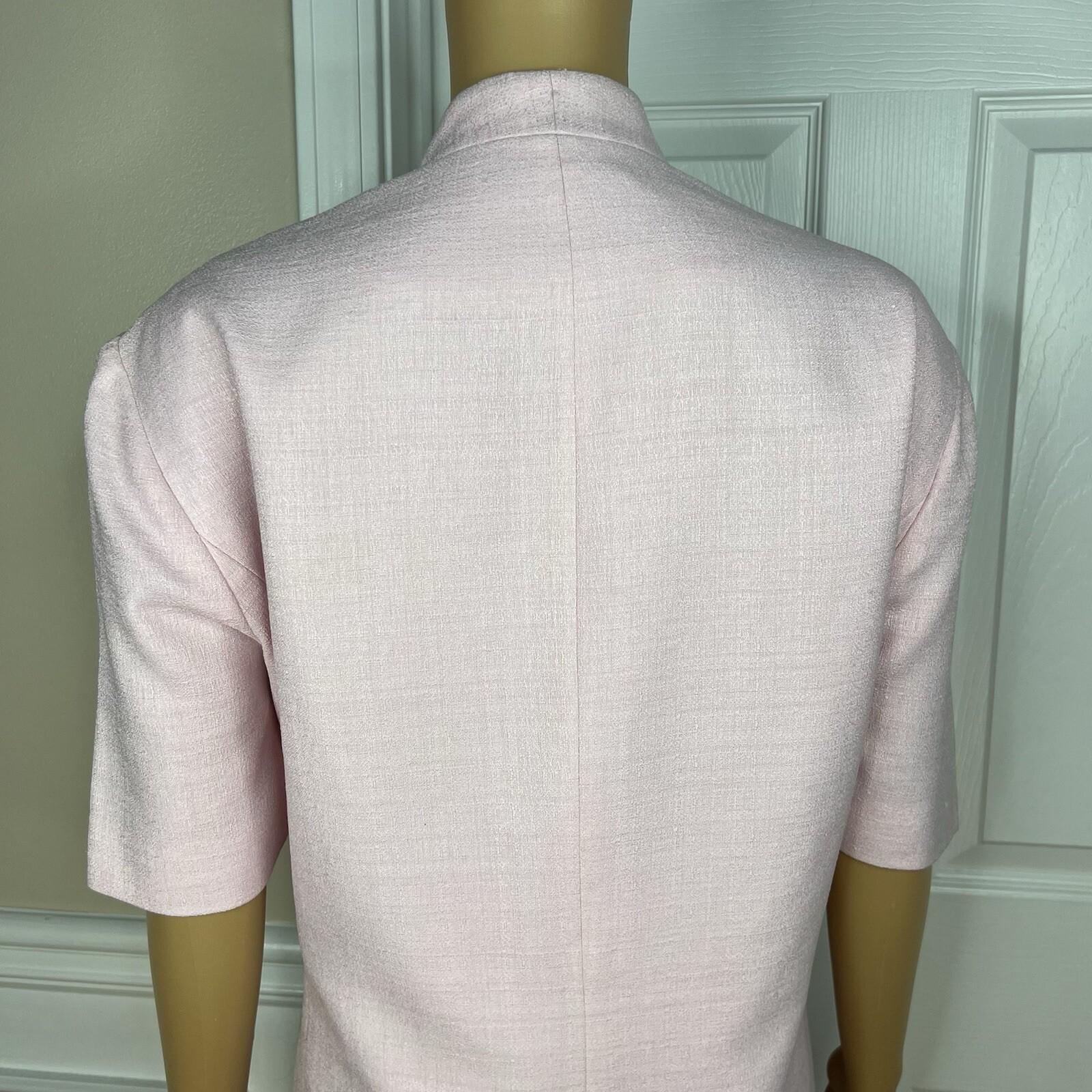Le Suit Women Polyester Skirt Suit 22W Pink Stand Up Collar Short Sleeves 2PC
