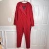 ADRIANNA PAPELL Red Stretch Scarlet Long Sleeve Back Zip Tuxedo Jumpsuit 4