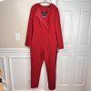 ADRIANNA PAPELL Red Stretch Scarlet Long Sleeve Back Zip Tuxedo Jumpsuit 4