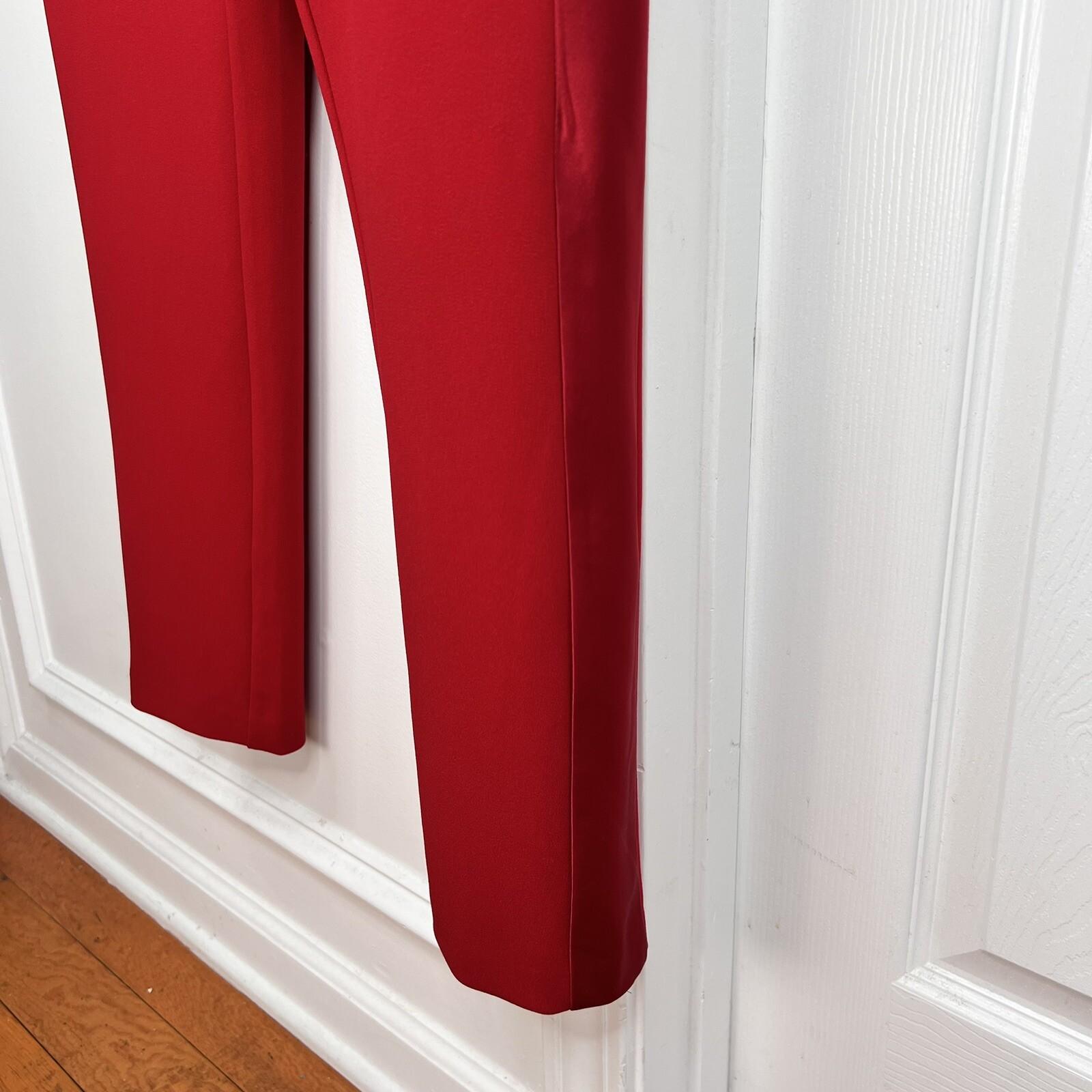 ADRIANNA PAPELL Red Stretch Scarlet Long Sleeve Back Zip Tuxedo Jumpsuit 4