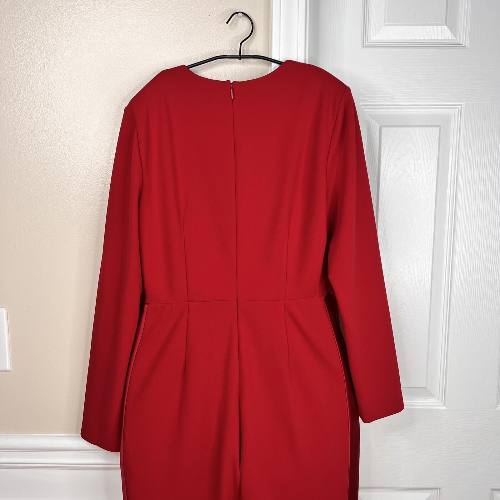 ADRIANNA PAPELL Red Stretch Scarlet Long Sleeve Back Zip Tuxedo Jumpsuit 4