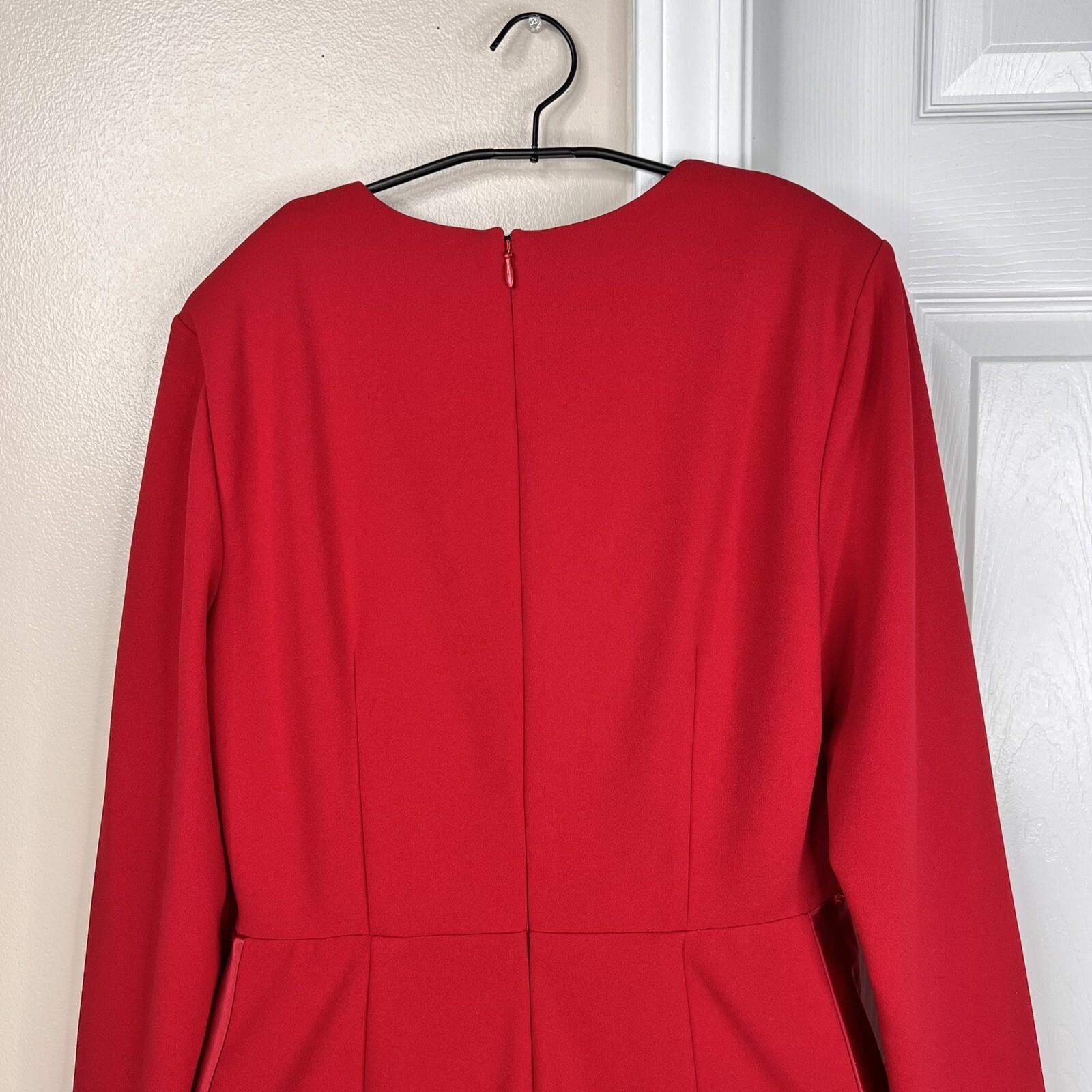 ADRIANNA PAPELL Red Stretch Scarlet Long Sleeve Back Zip Tuxedo Jumpsuit 4