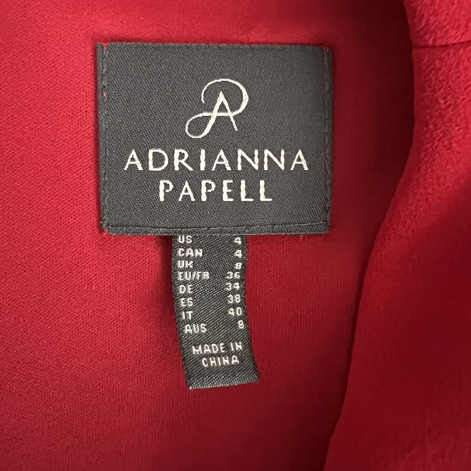 ADRIANNA PAPELL Red Stretch Scarlet Long Sleeve Back Zip Tuxedo Jumpsuit 4
