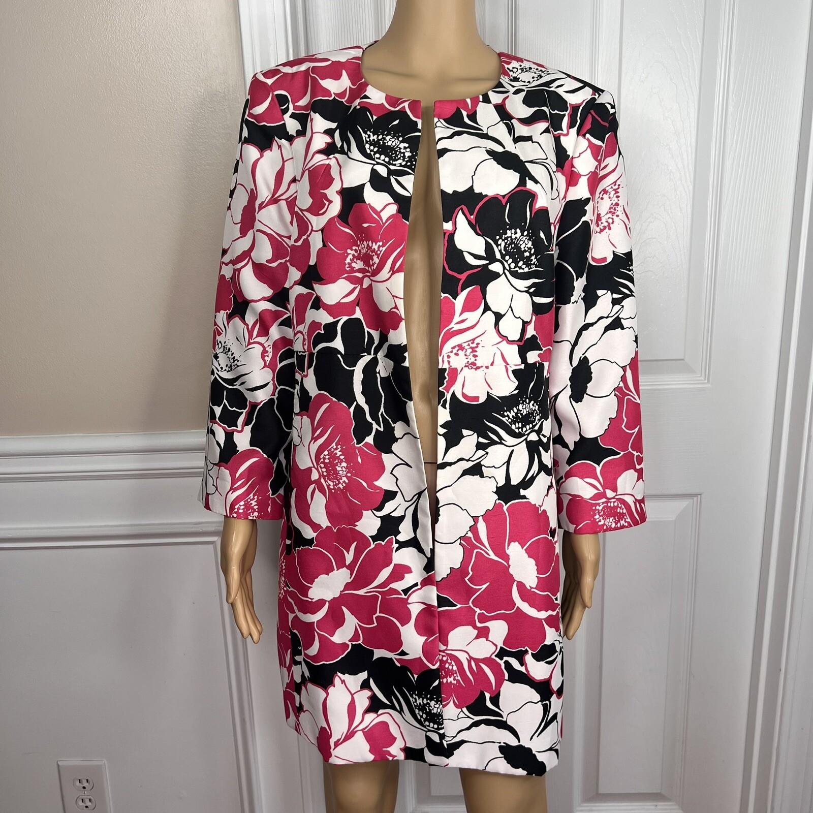 KASPER Women Multicolor Floral Polyester Open Front Collarless Blazer Size 18