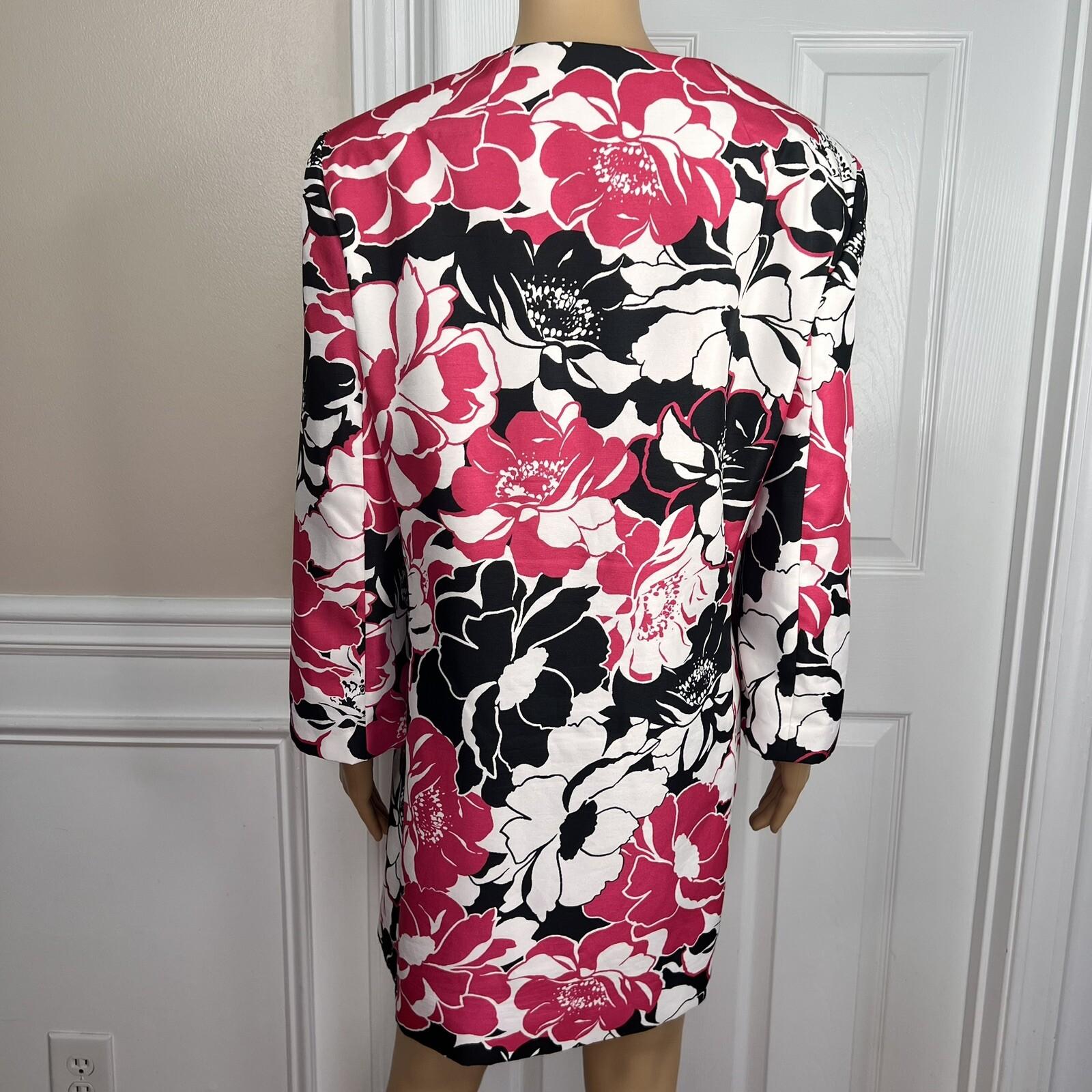 KASPER Women Multicolor Floral Polyester Open Front Collarless Blazer Size 18