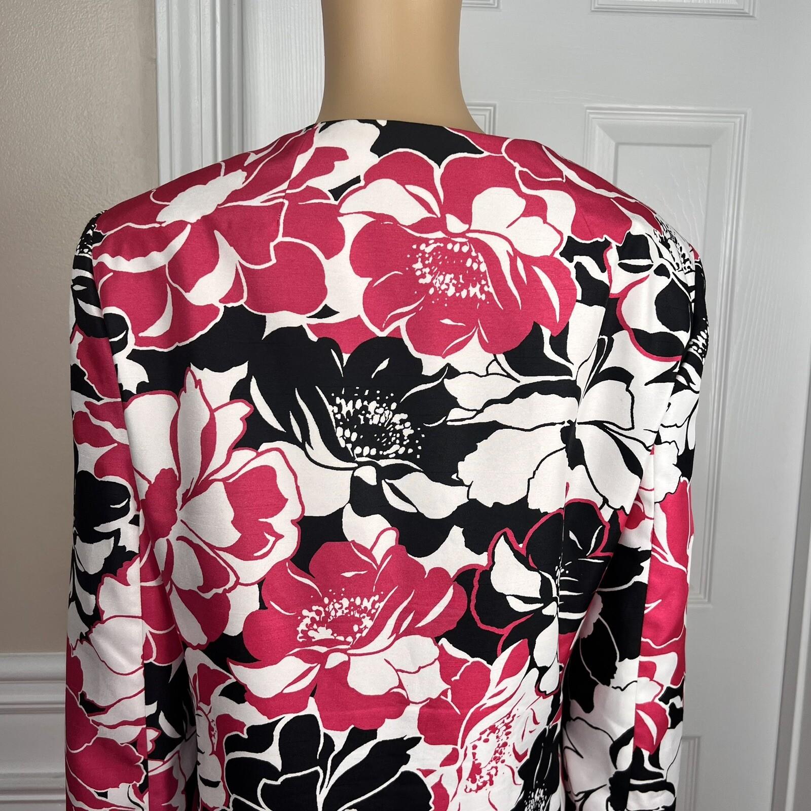 KASPER Women Multicolor Floral Polyester Open Front Collarless Blazer Size 18