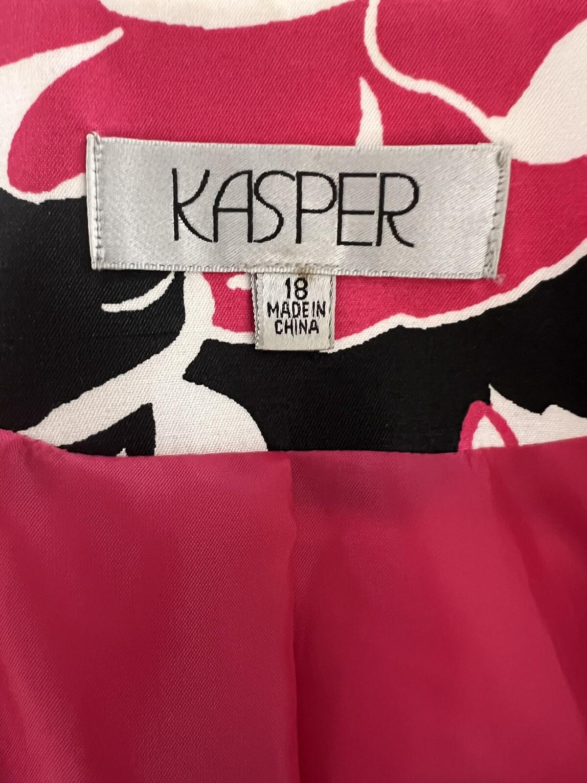 KASPER Women Multicolor Floral Polyester Open Front Collarless Blazer Size 18