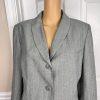 JONES WEAR Women 2PC Gray Striped Polyester Lined Business Pant Suit Size 12