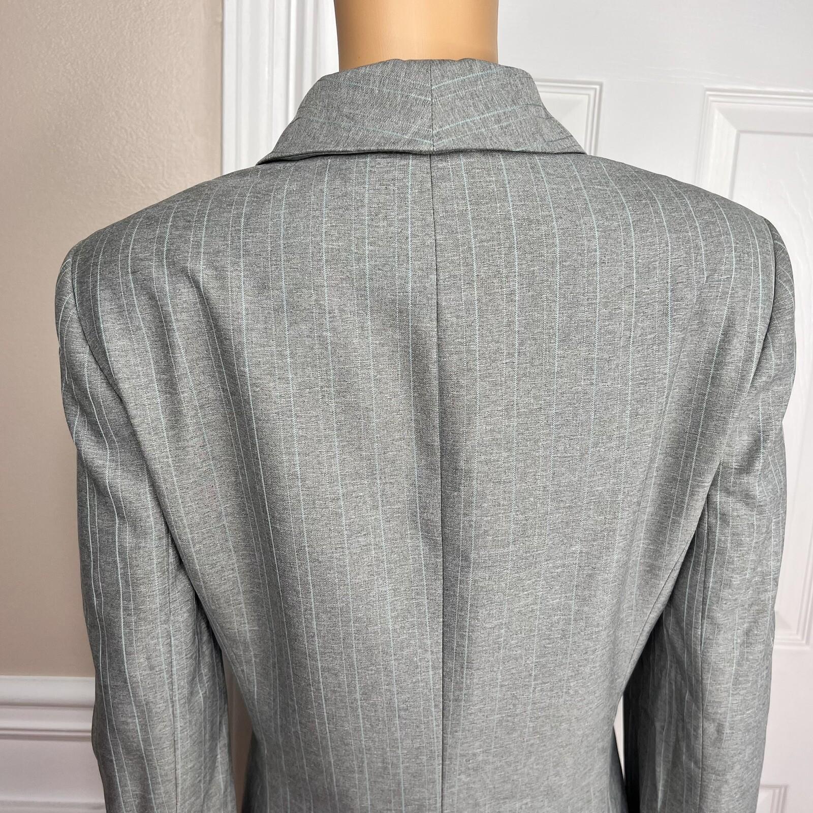 JONES WEAR Women 2PC Gray Striped Polyester Lined Business Pant Suit Size 12
