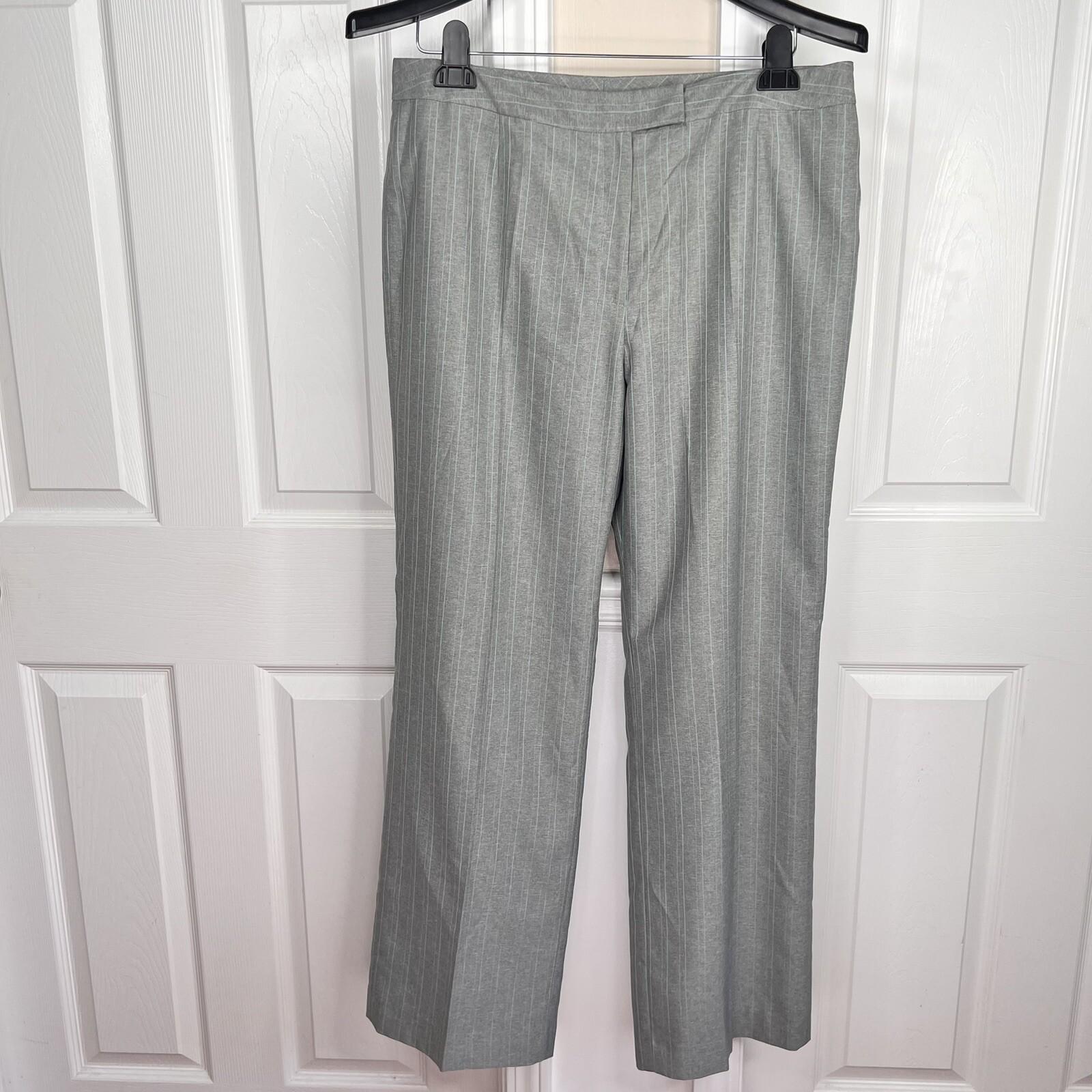 JONES WEAR Women 2PC Gray Striped Polyester Lined Business Pant Suit Size 12