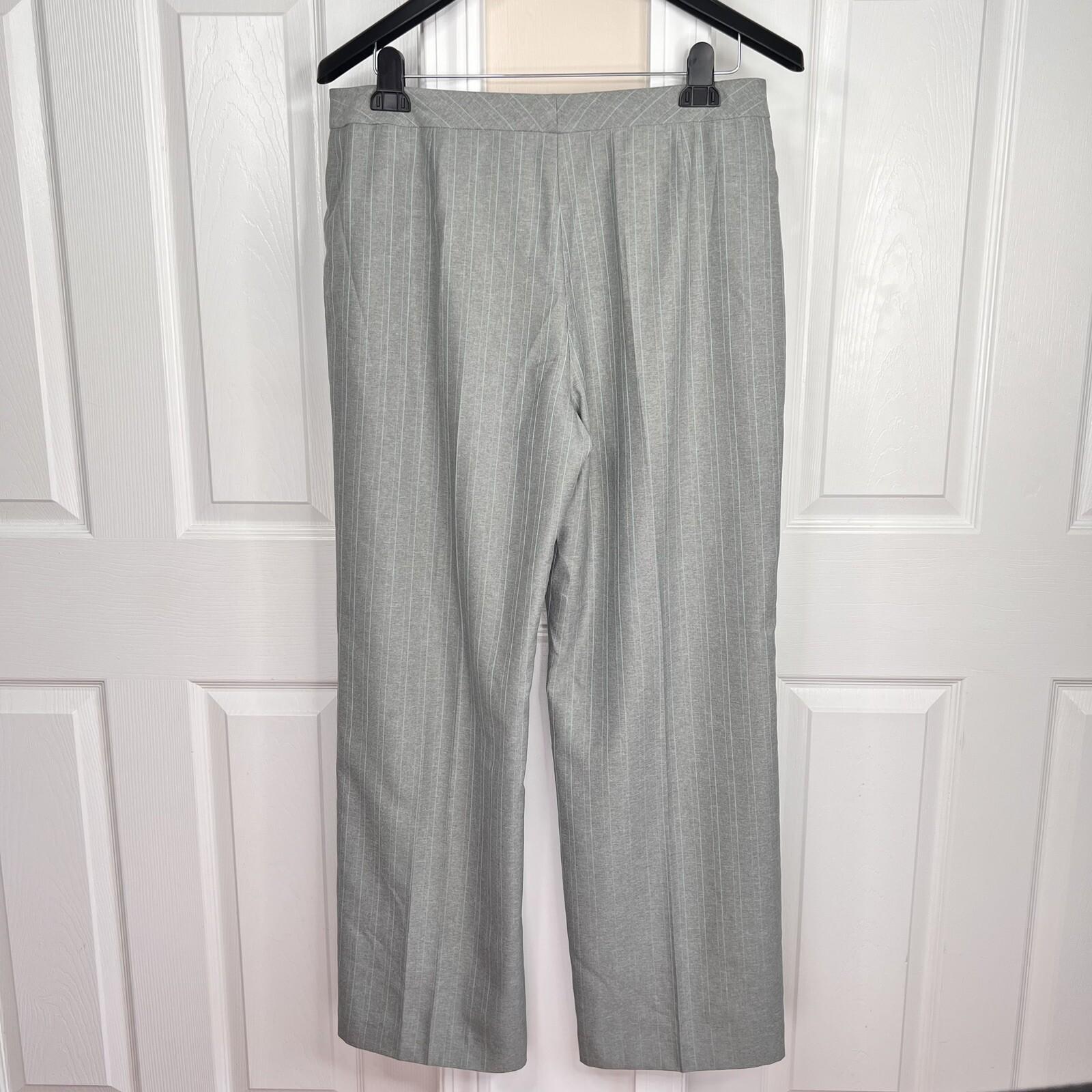 JONES WEAR Women 2PC Gray Striped Polyester Lined Business Pant Suit Size 12