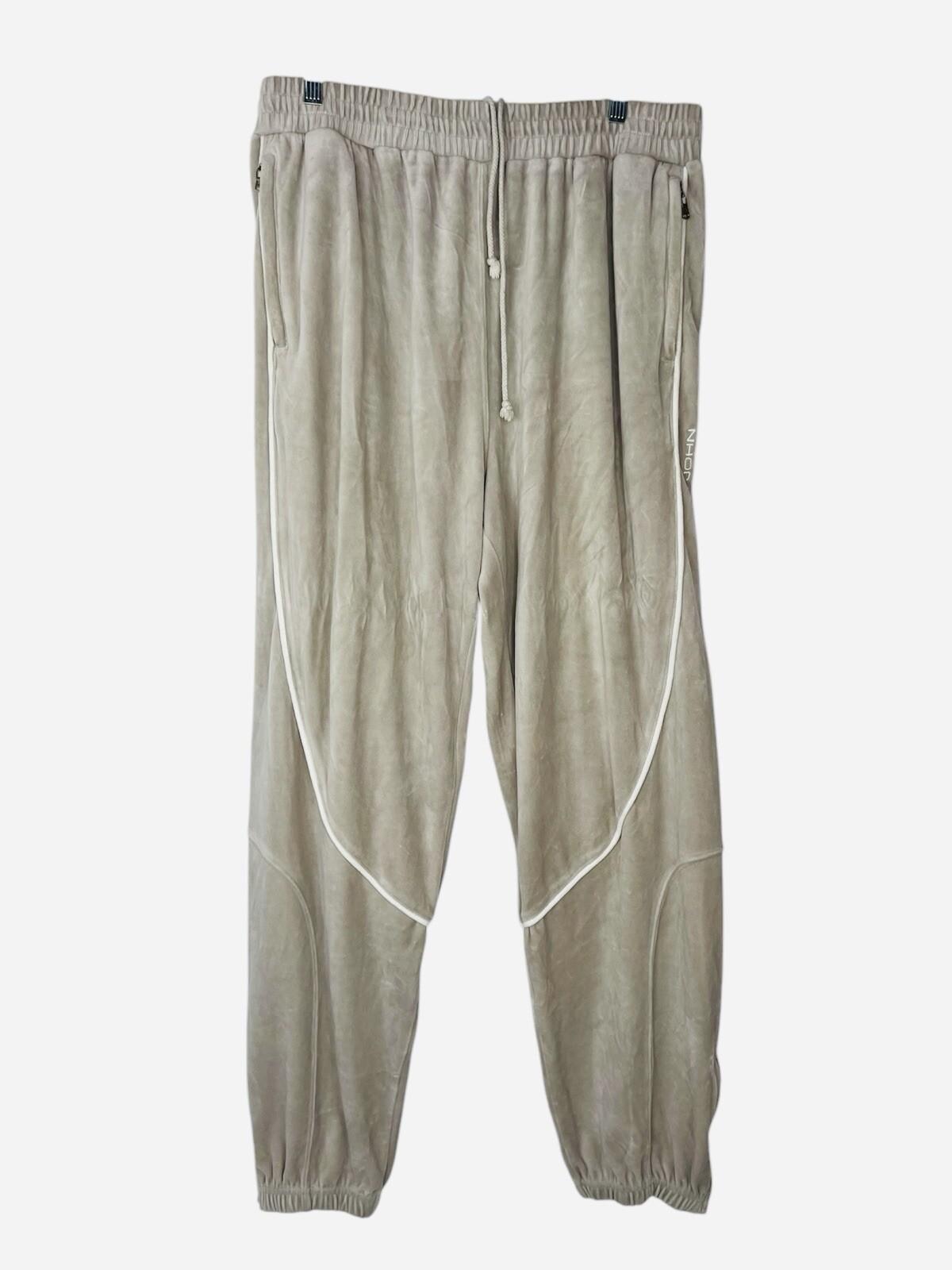 10-4074.jpg Sean John Men Vtg Velour Track Jogger XL Pants Beige Athleisure Sportswear Y2K