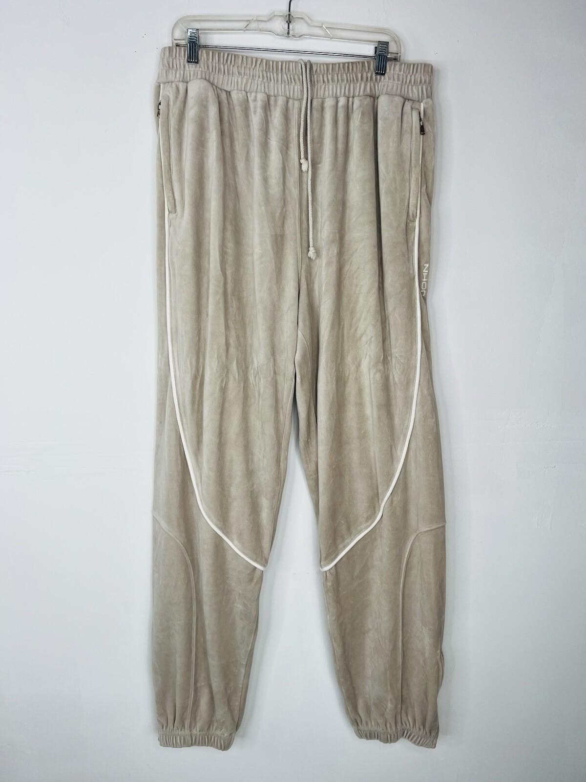 10-4075.jpg Sean John Men Vtg Velour Track Jogger XL Pants Beige Athleisure Sportswear Y2K