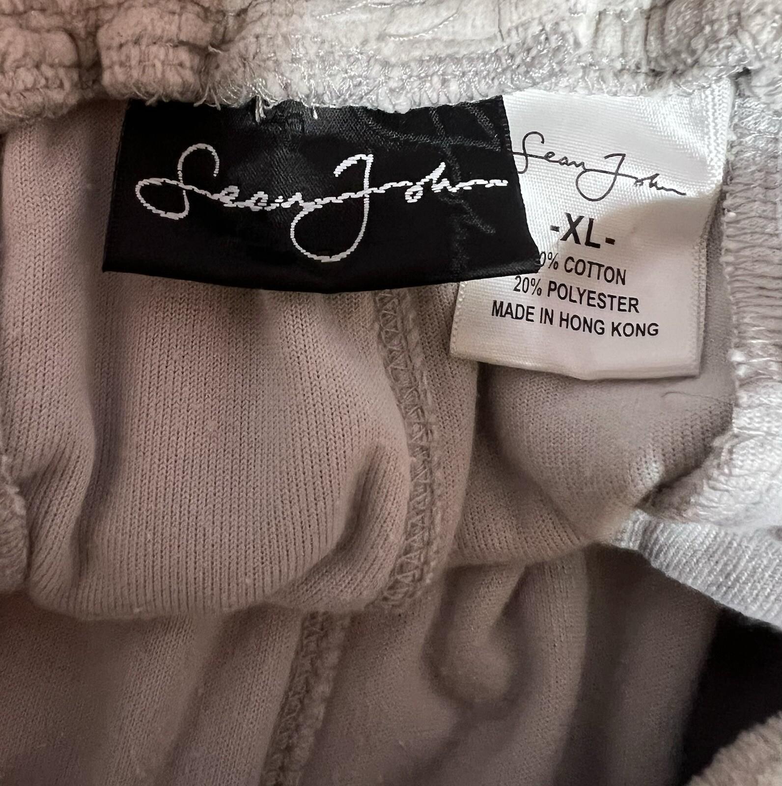 10-4082.jpg Sean John Men Vtg Velour Track Jogger XL Pants Beige Athleisure Sportswear Y2K