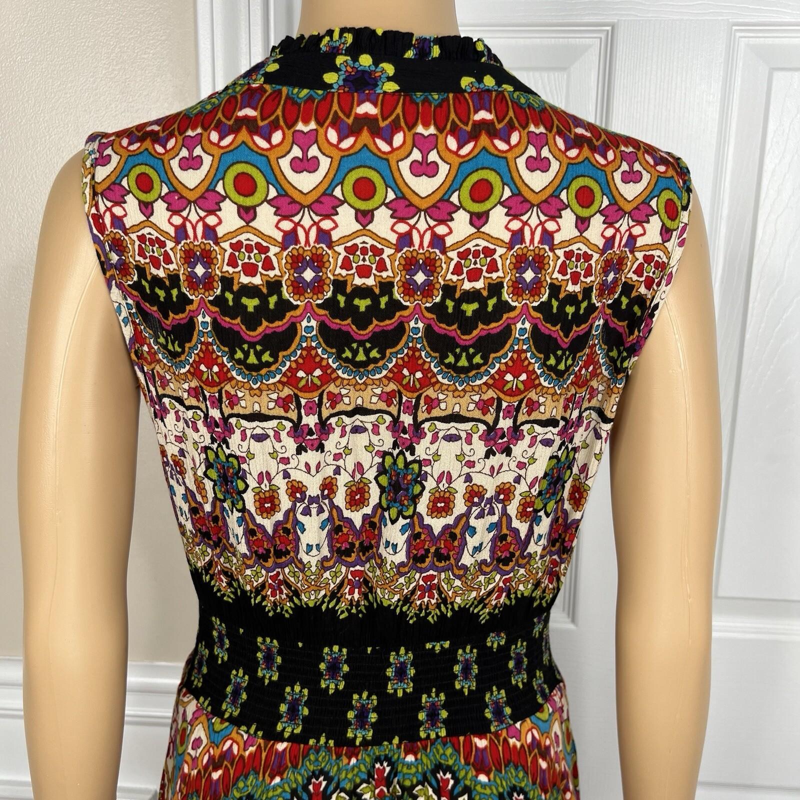 Bila Dress Size XL Sleeveless Maxi Scarf Smocked Bohemian Gypsy Boho Artsy