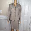 LAFAYETTE 148 NY  Women Virgin Wool Skirt Suit Size 4 Beige Stretch Lined 2PC