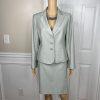 Kasper Women Polyester Rayon Skirt Suit 10P Light Gray Notch Collar Lined 2PC