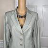 Kasper Women Polyester Rayon Skirt Suit 10P Light Gray Notch Collar Lined 2PC