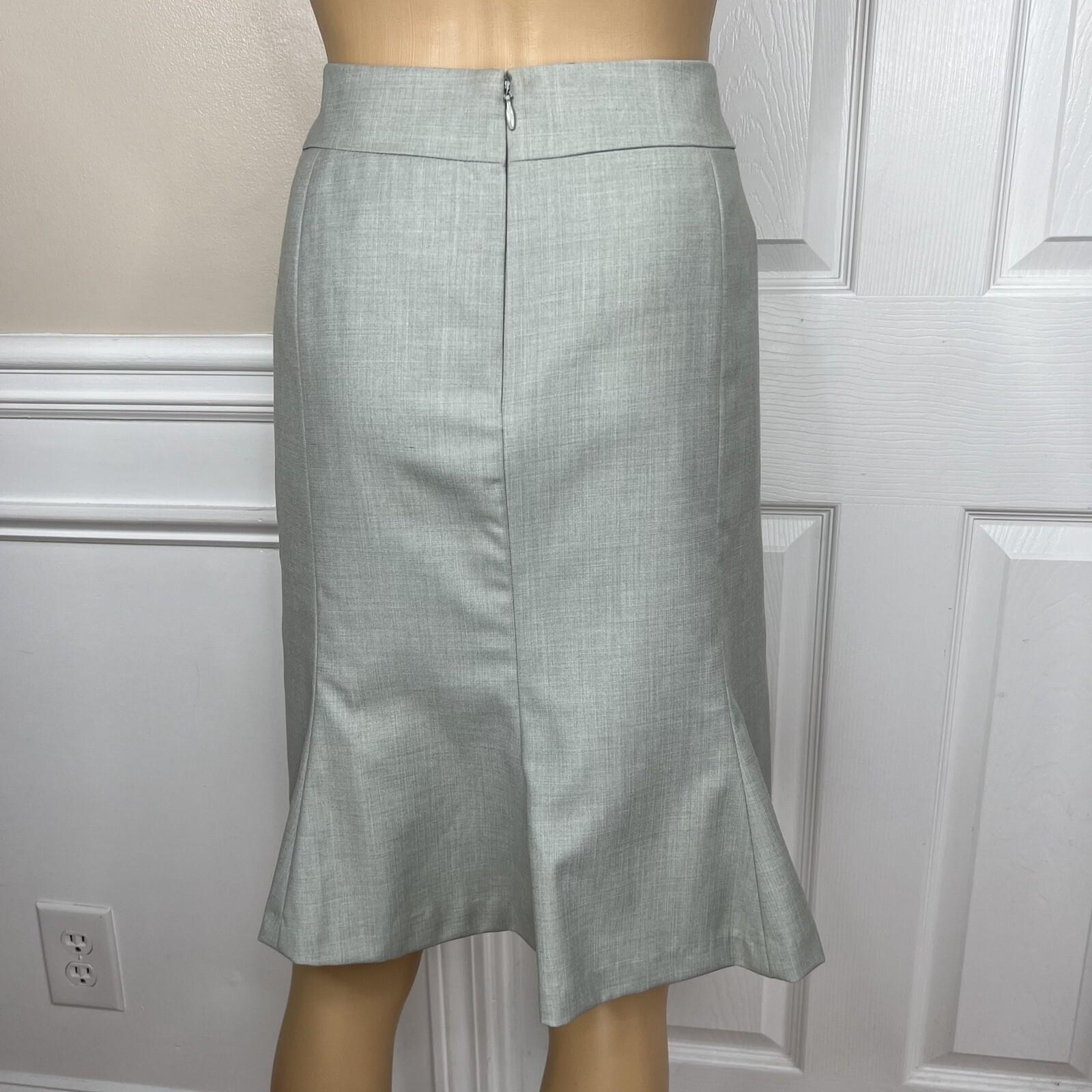 Kasper Women Polyester Rayon Skirt Suit 10P Light Gray Notch Collar Lined 2PC