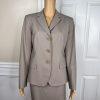 LAFAYETTE 148 NY  Women Virgin Wool Skirt Suit Size 4 Beige Stretch Lined 2PC