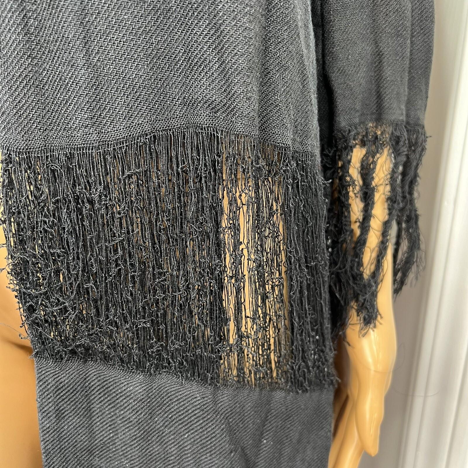 MSGM Milano Cotton Linen Tunic Size S/M Black Fringe Open Front Mid Length