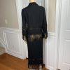 MSGM Milano Cotton Linen Tunic Size S/M Black Fringe Open Front Mid Length