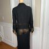 MSGM Milano Cotton Linen Tunic Size S/M Black Fringe Open Front Mid Length