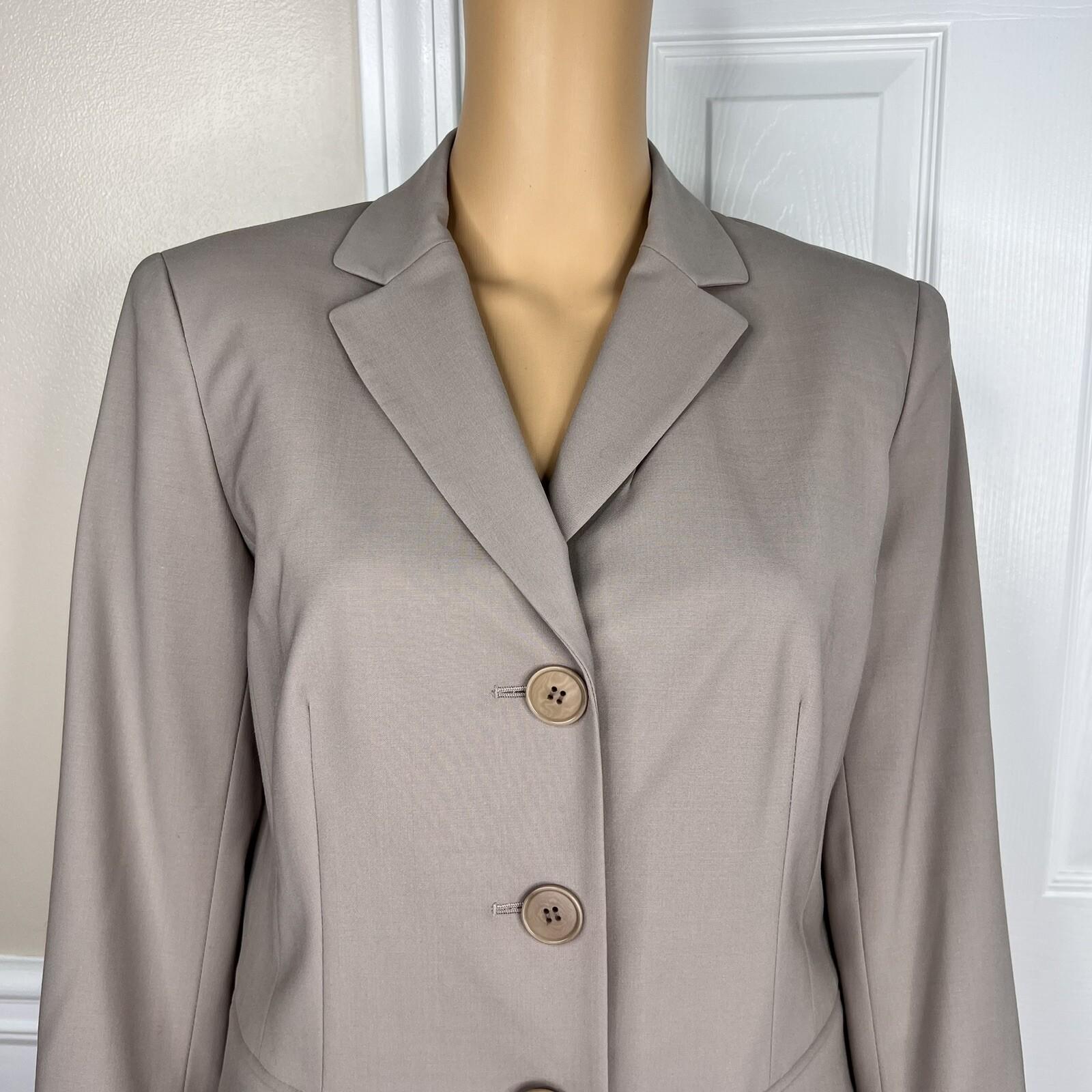 LAFAYETTE 148 NY  Women Virgin Wool Skirt Suit Size 4 Beige Stretch Lined 2PC