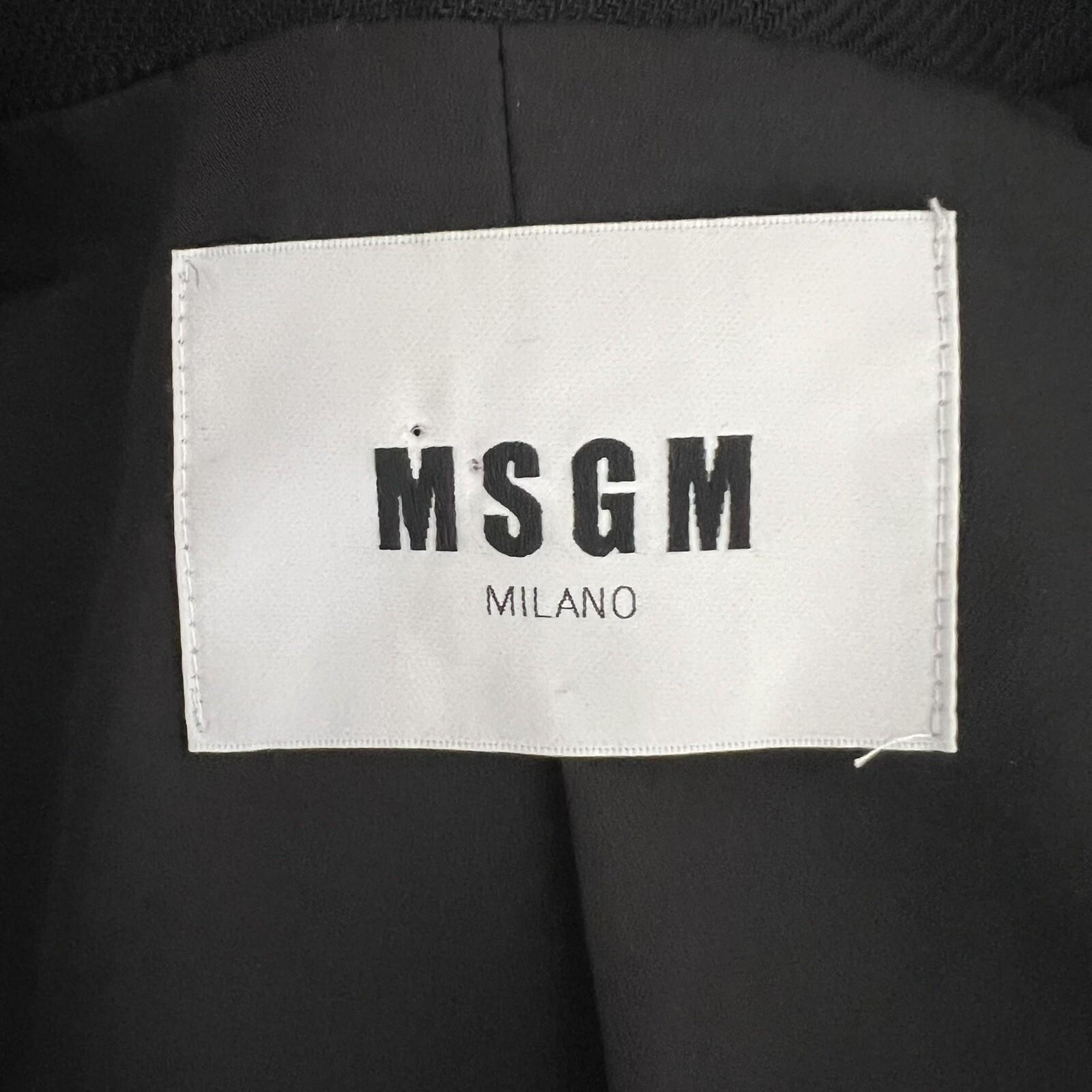 MSGM Milano Cotton Linen Tunic Size S/M Black Fringe Open Front Mid Length