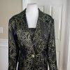 TERRAMINA Polyester Metallic Blazer Size 20 Black Gold Mid Length Lined 1PC