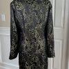 TERRAMINA Polyester Metallic Blazer Size 20 Black Gold Mid Length Lined 1PC